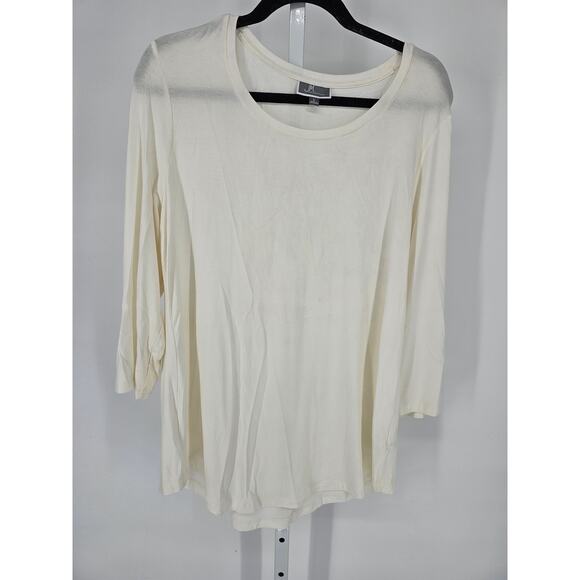 JM Collection Women's White Semi-Sheer Long Sleeve Relaxed Blouse Size L - Picture 1 of 4